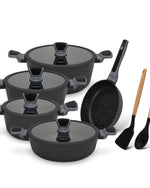 Fissman 11-Piece Cookware Set Stella Series Aluminum with Non-Stick Coating Frying Pan 24cm Shallow Pot 28cm Stockpots 20cm 24cm28cm with Cooking Spoon And Turner