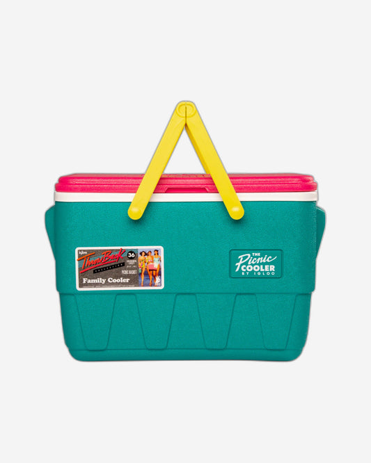 00048537-Igloo-Retro Jade 25 Qt Lunch Picnic Basket Cooler - Dark Jade / Bold Magenta / Livewire Yellow