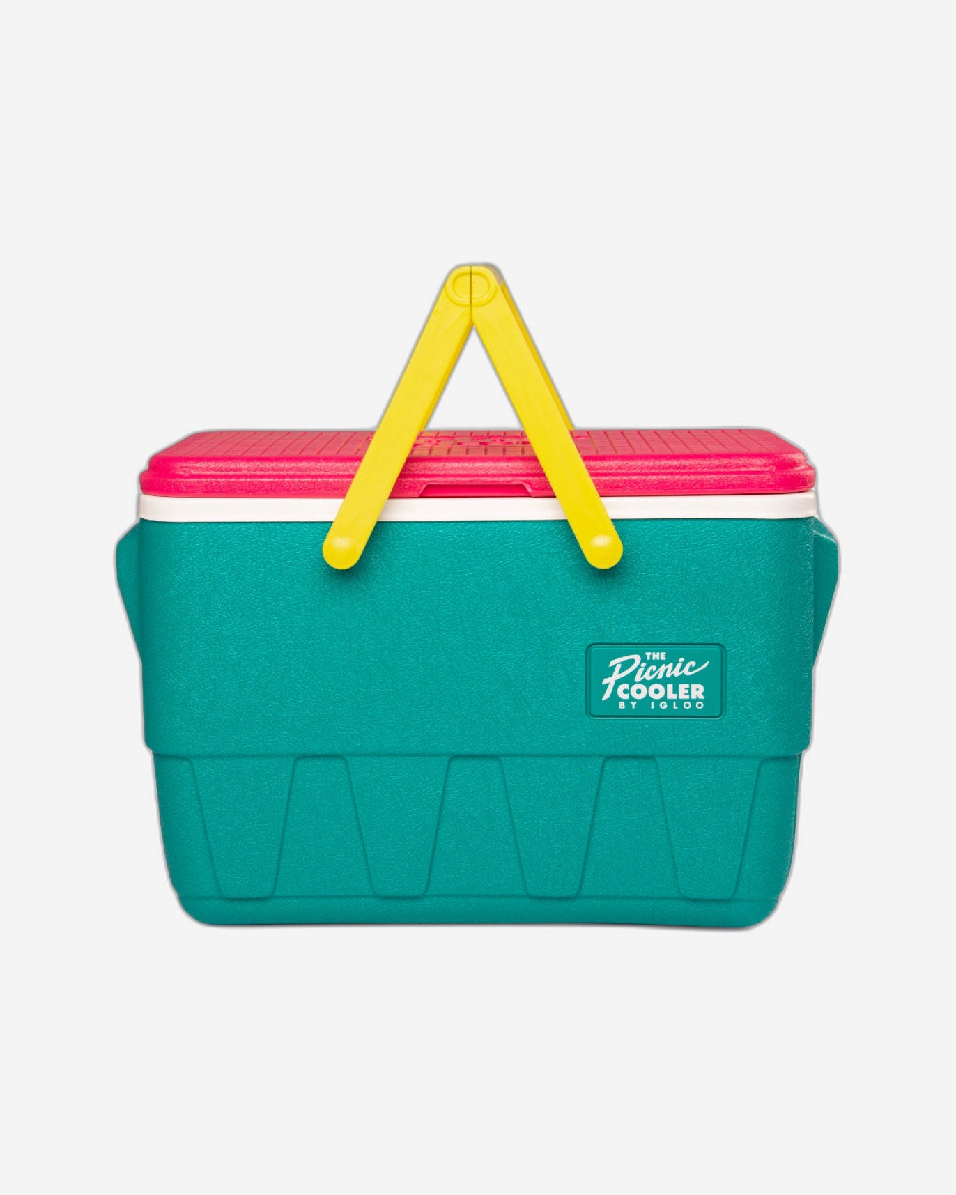 00048537-Igloo-Retro Jade 25 Qt Lunch Picnic Basket Cooler - Dark Jade / Bold Magenta / Livewire Yellow
