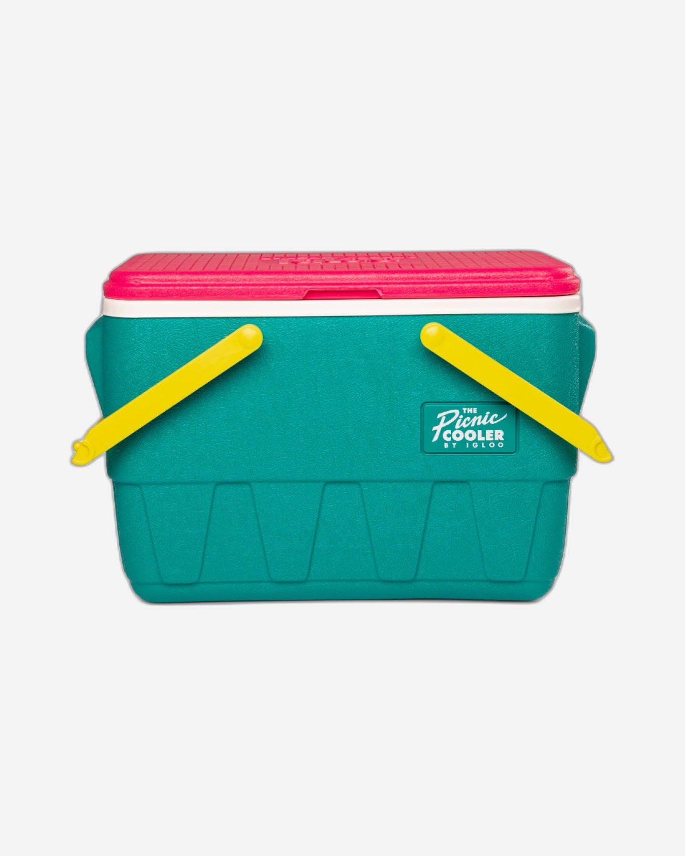 00048537-Igloo-Retro Jade 25 Qt Lunch Picnic Basket Cooler - Dark Jade / Bold Magenta / Livewire Yellow