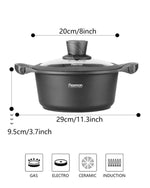 قدر فيسمان ستوك بوت 24 سم/4.3 لتر مع غطاء زجاجي من الألومنيوم وقاعدة حثية وطلاء غير لاصق من سلسلة بريستيج