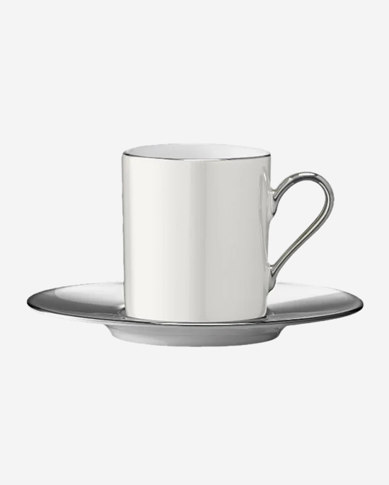 LSA Palazzo Coffee Cup & Saucer 100ml Pearl/Platinum