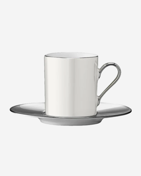 LSA Palazzo Coffee Cup & Saucer 100ml Pearl/Platinum