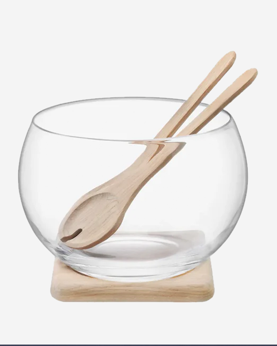 LSA Serve Salad Set & Oak Base Clear