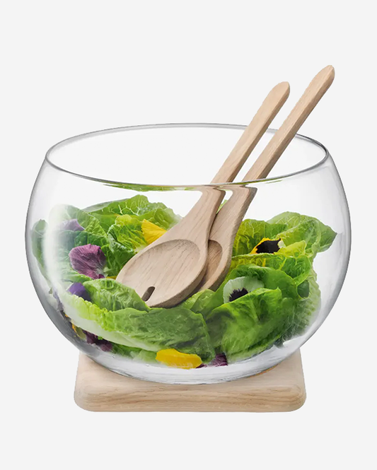 LSA Clear Serve Salad Set with Oak Base