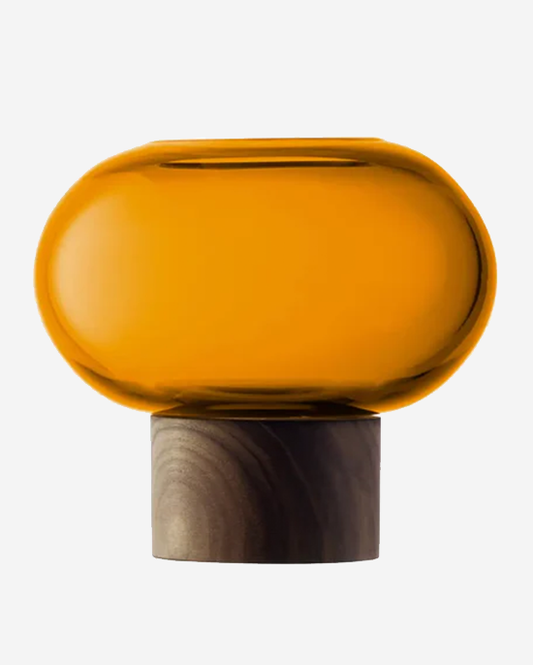 LSA Oblate Vase Amber/Walnut H13.5cm