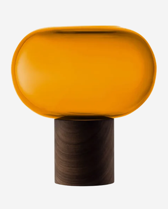 LSA Oblate Vase Amber/Walnut H21.5cm