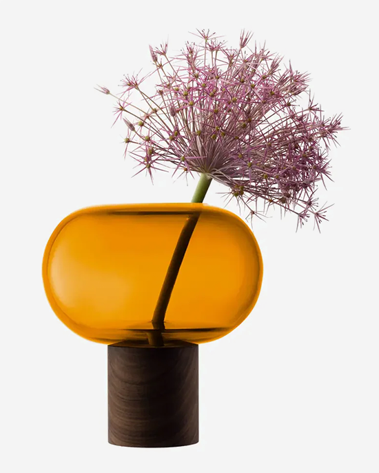LSA Amber Walnut Oblate Vase H21.5cm