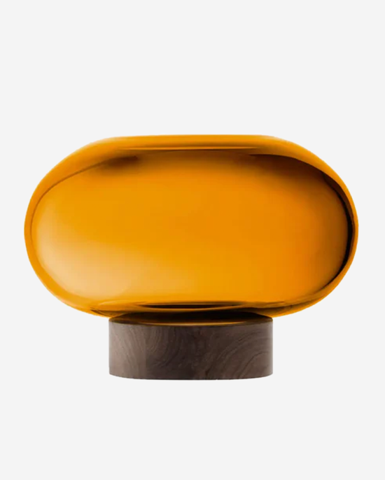 LSA Oblate Vase/Lantern Amber/Walnut