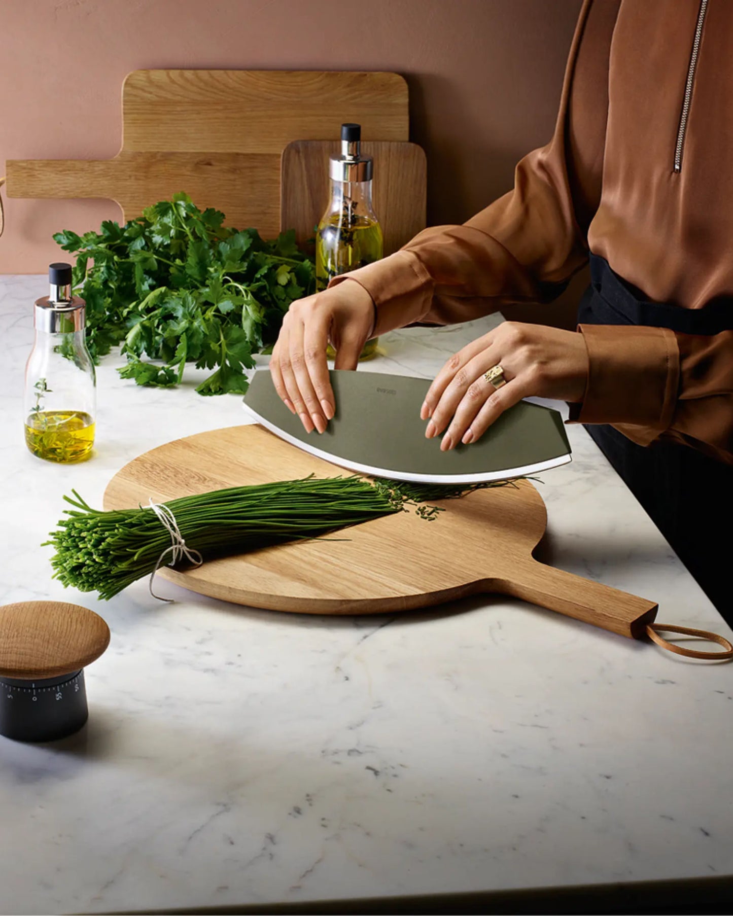 سكين بيتزا/أعشاب إيفا سولو 531500، أداة خضراء