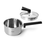 Fissman Saucepan with 18cm/2.4LTR Eliz Series Stainless Steel with Induction BottomDrain Spout Meauring Scale Bakelite Handle