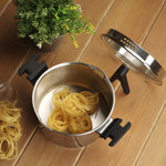 غطاء زجاجي من فيسمان، 20 سم/3.3 لتر، سلسلة إليز، مصنوع من الفولاذ المقاوم للصدأ، مزود بفوهة تصريف سفلية تعمل بالحث، ومقبض من الباكليت، ومقياس قياس