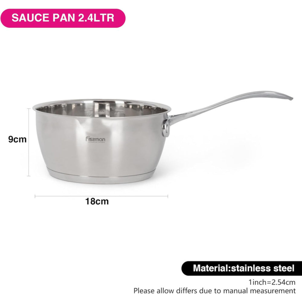 مقلاة صلصة فيسمان فيليس 18 سم/2.4 لتر بدون غطاء من الفولاذ المقاوم للصدأ