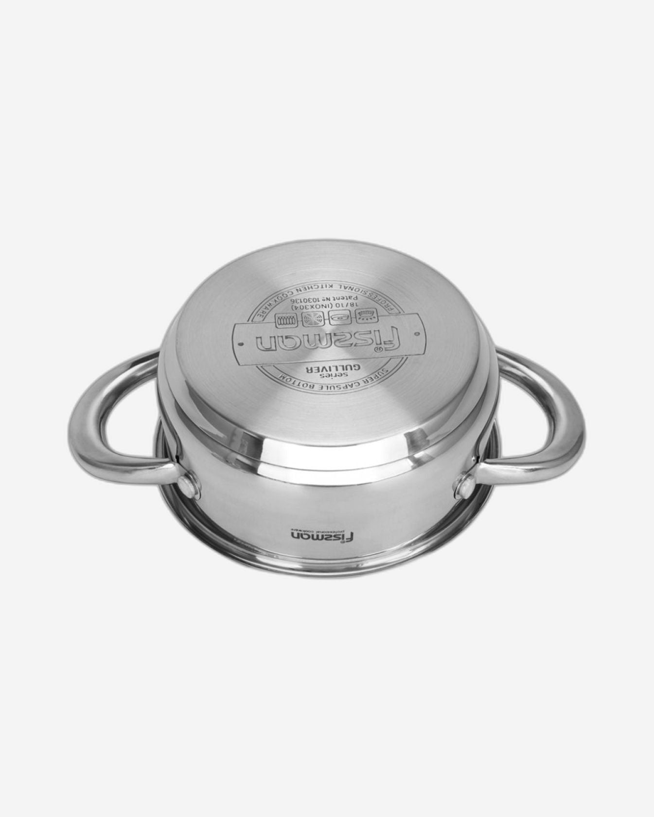 قدر طهي فيسمان 0.9 لتر/14×6 سم مع غطاء زجاجي من الفولاذ المقاوم للصدأ وقاعدة حثية، سلسلة جاليفر