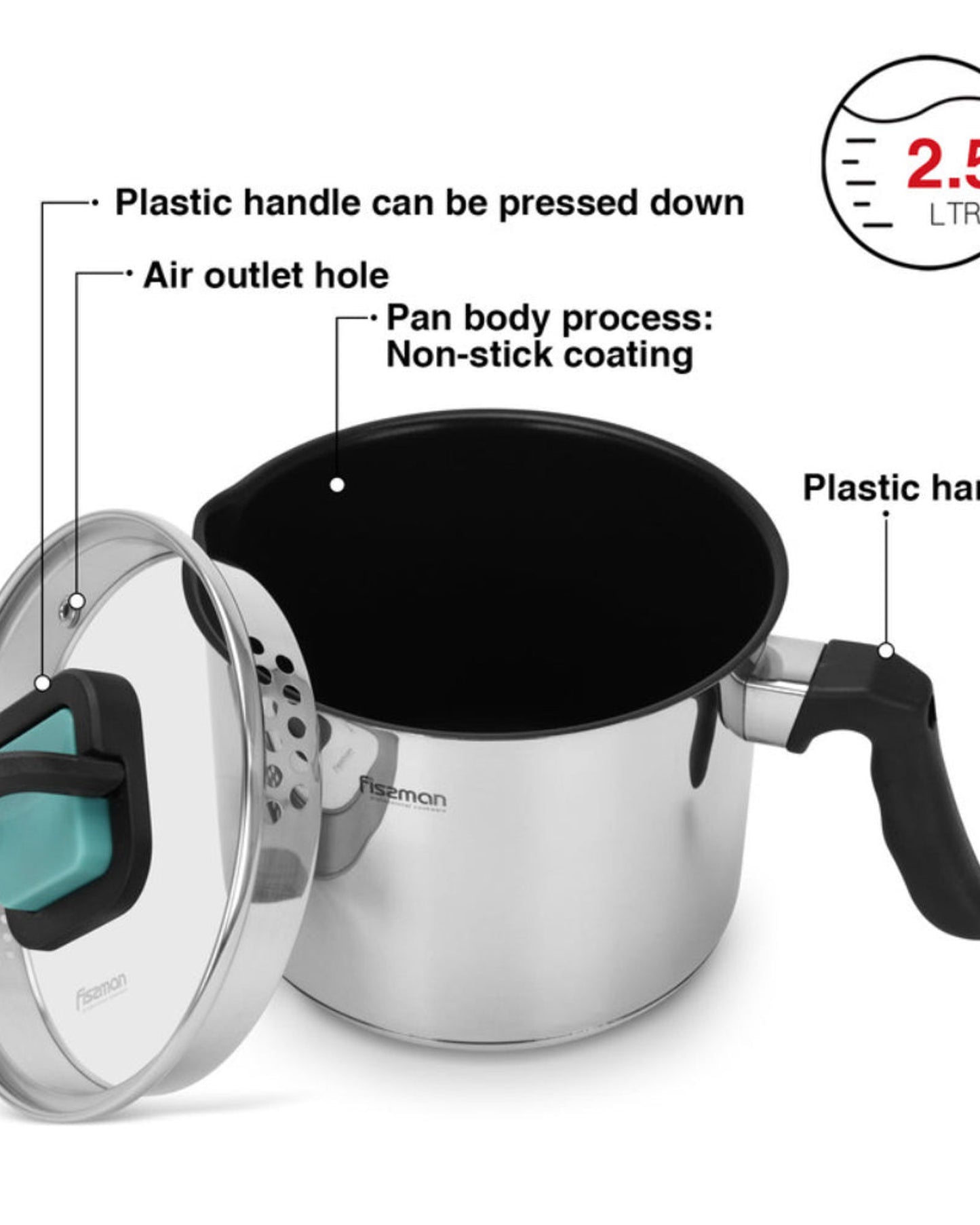 إبريق حليب فيسمان سعة 2.5 لتر مع غطاء