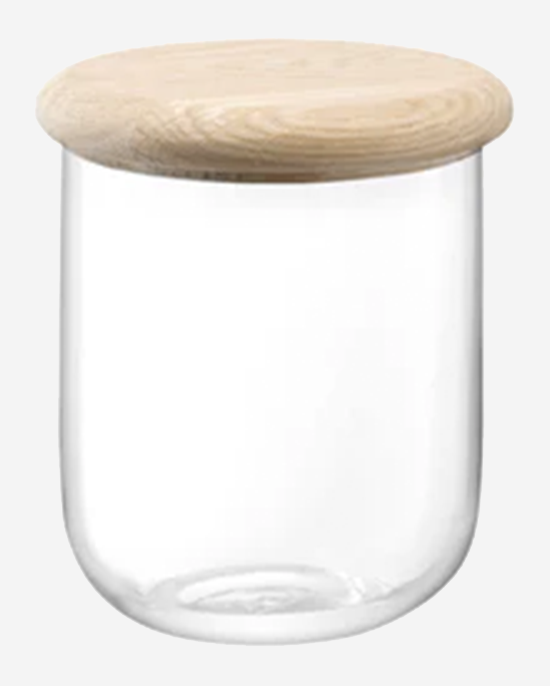 LSA Dine Container & Oak Lid 12.5cm H14cm Clear