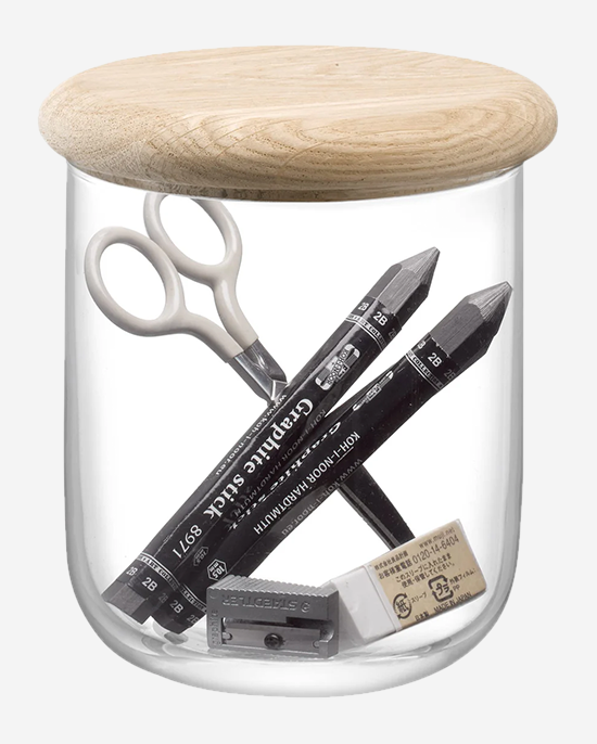 LSA Clear Dine Container with Oak Lid 12.5cm H14cm