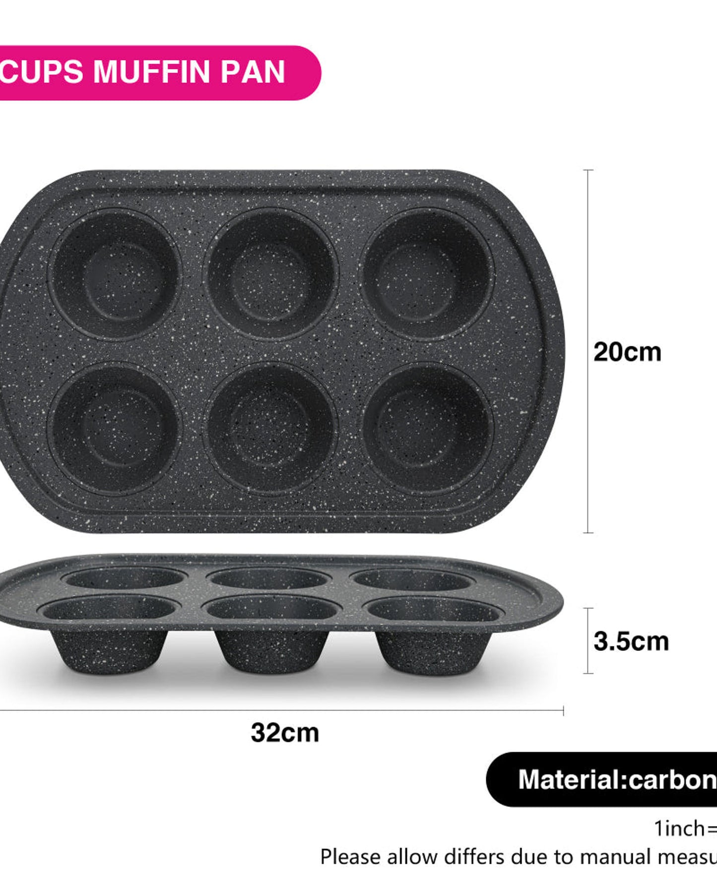 صينية مافن فيسمان كاربون 32 سم، 6 أكواب