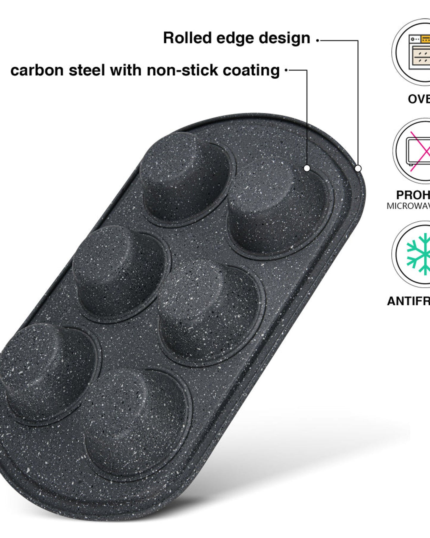 صينية مافن فيسمان كاربون 32 سم، 6 أكواب