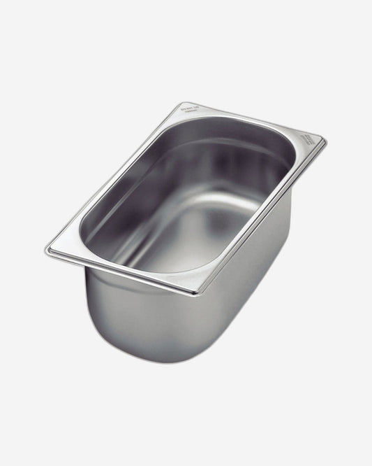 ترامونتينا منذ عام 1911، صنع في البرازيل، صينية طعام ترامونتينا Gn 1/3 من الفولاذ المقاوم للصدأ بدون مقابض، عمق 150 مم - فولاذ 304