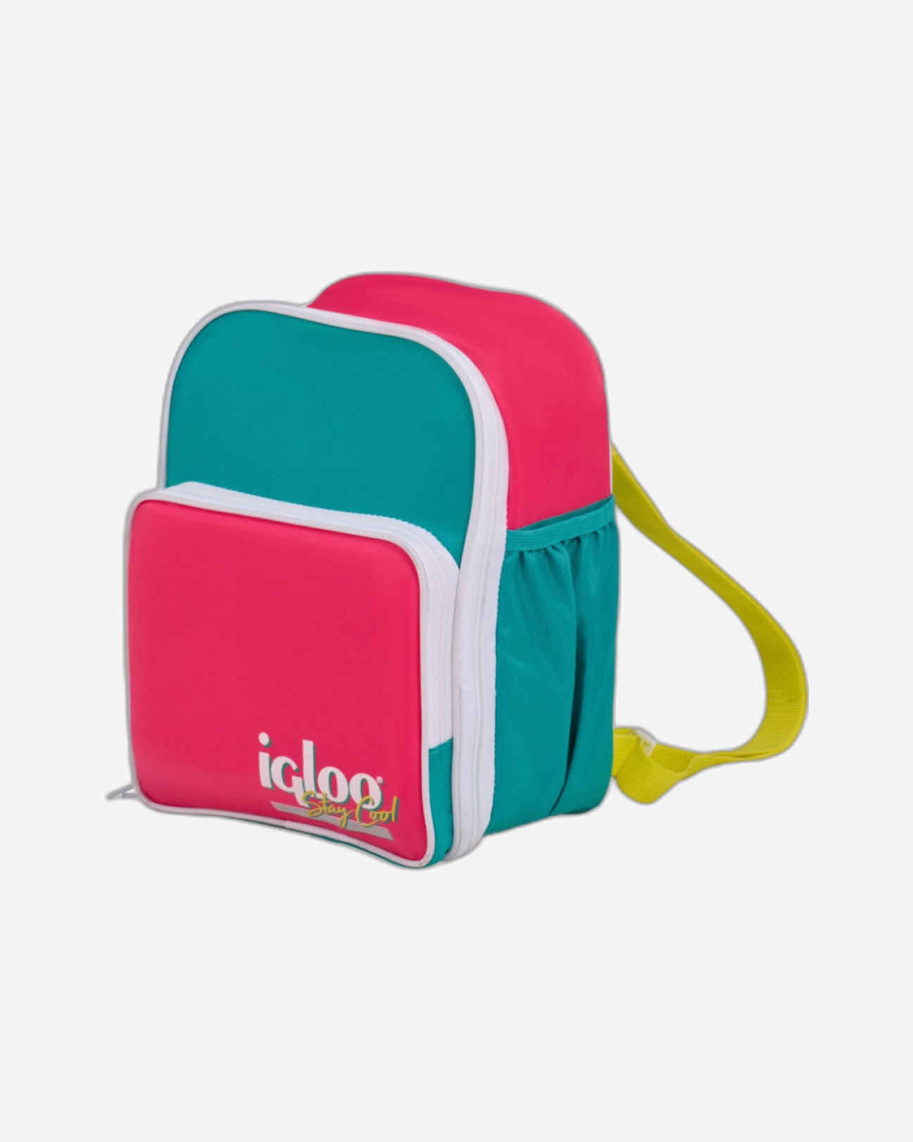 00063073-Igloo - حقيبة غداء ريترو قابلة للتحويل - لون اليشم الداكن /
 أرجواني غامق /
 لايف واير الأصفر