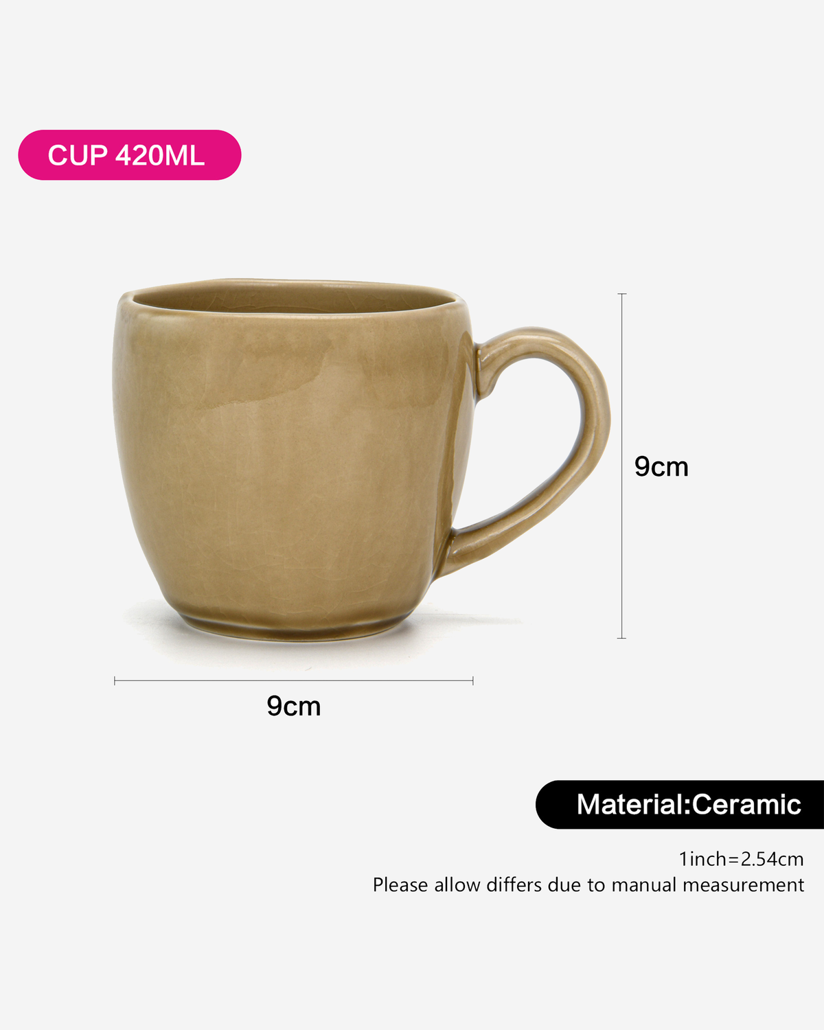 Fissman Cup Ceramic Brown 420ml