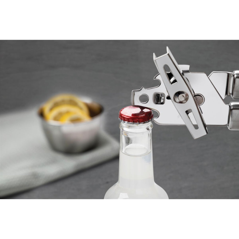 ترامونتينا منذ عام 1911، صنع في البرازيل، فتاحة علب من الفولاذ المقاوم للصدأ من ترامونتينا مارفيم