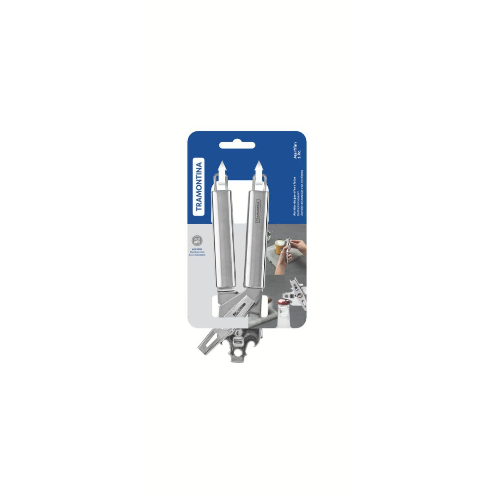 ترامونتينا منذ عام 1911، صنع في البرازيل، فتاحة علب من الفولاذ المقاوم للصدأ من ترامونتينا مارفيم