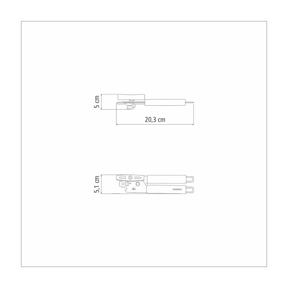ترامونتينا منذ عام 1911، صنع في البرازيل، فتاحة علب من الفولاذ المقاوم للصدأ من ترامونتينا مارفيم