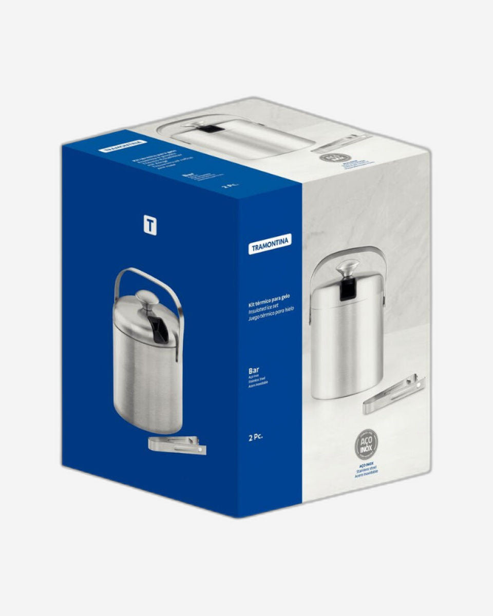ترامونتينا منذ عام 1911، صنع في البرازيل، طقم دلو ثلج حراري من الفولاذ المقاوم للصدأ كوزموس من ترامونتينا، قطعتين