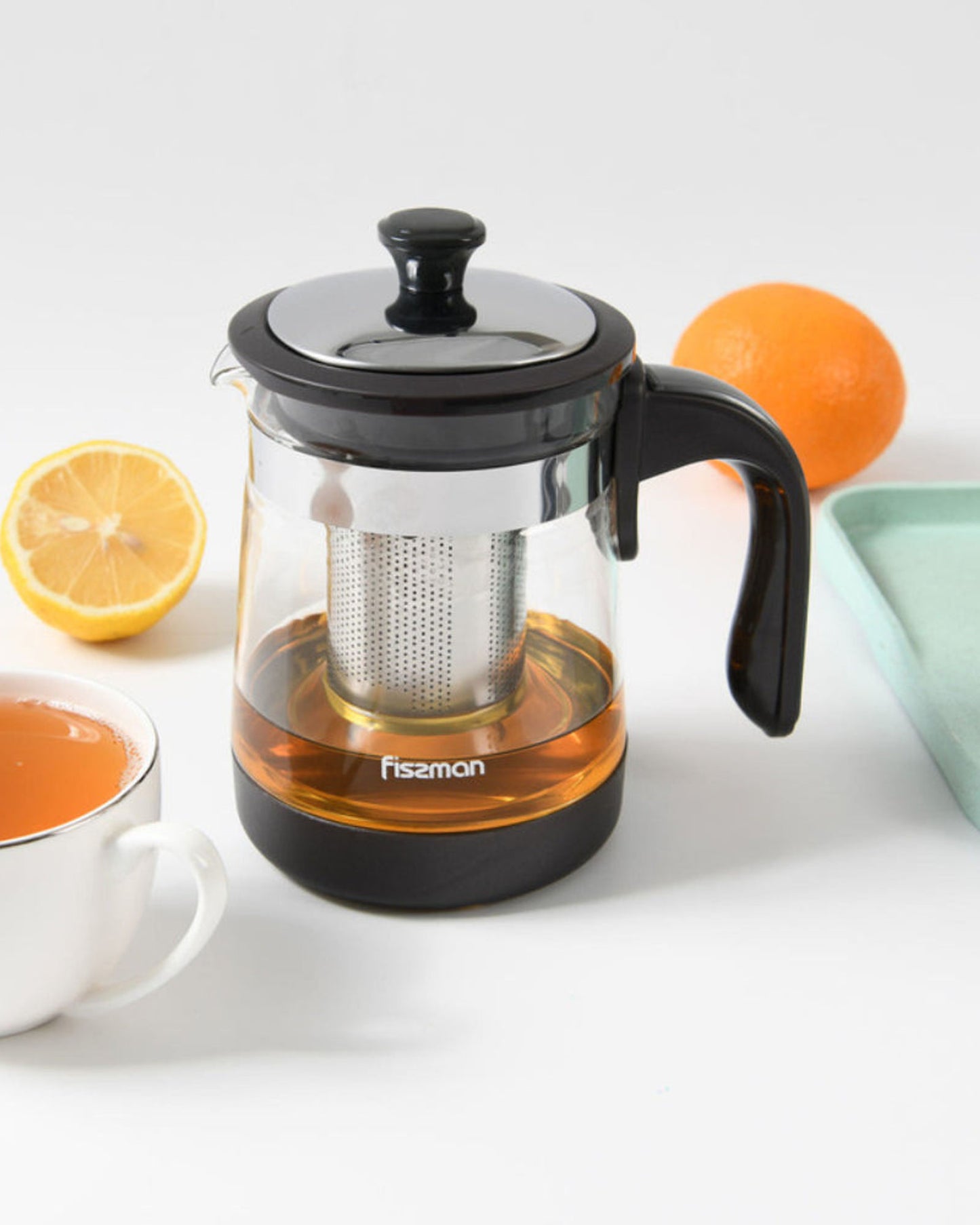 إبريق شاي فيسمان بوروسيليكات مع فلتر أسود/شفاف/رمادي 950 مل