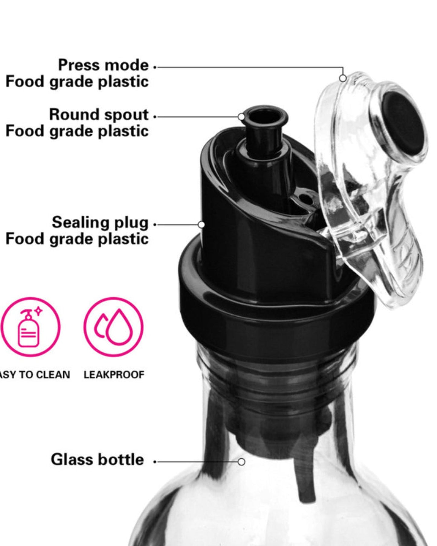طقم زجاجات زيت وخل من فيسمان، قطعتين، شفاف، 2×500 مل
