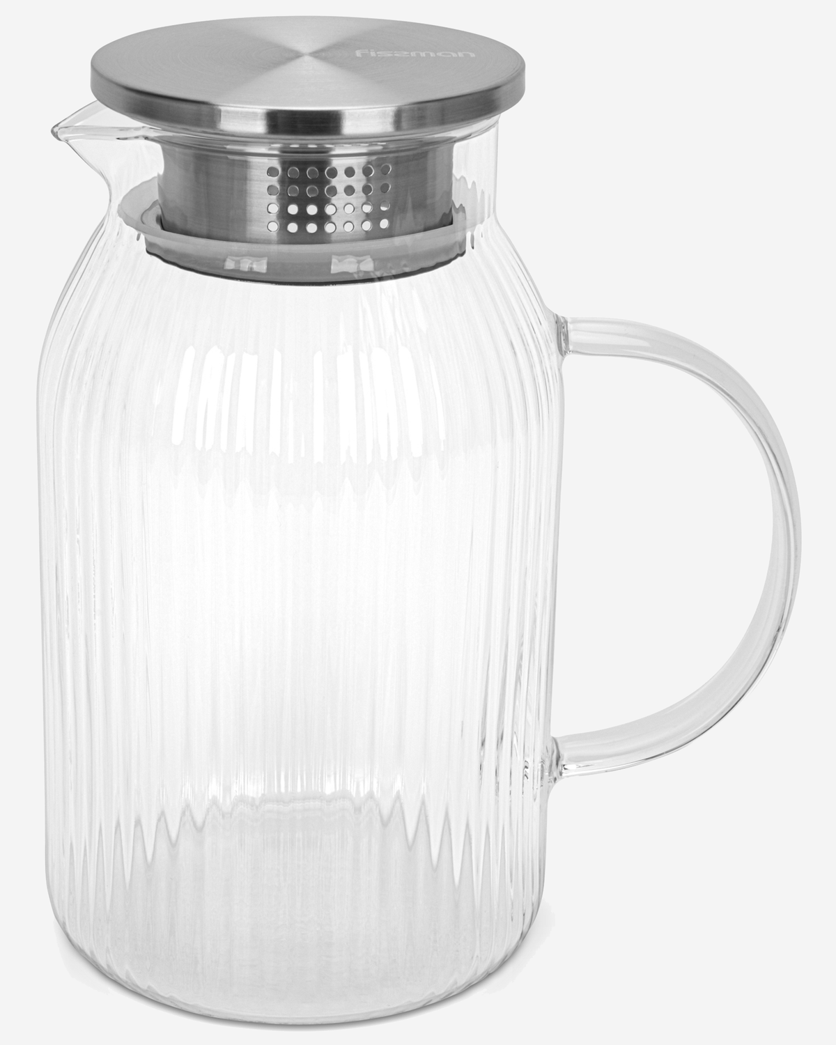 Fissman Glass Pitcher 1500ml Stainless Steel Silicone Lid