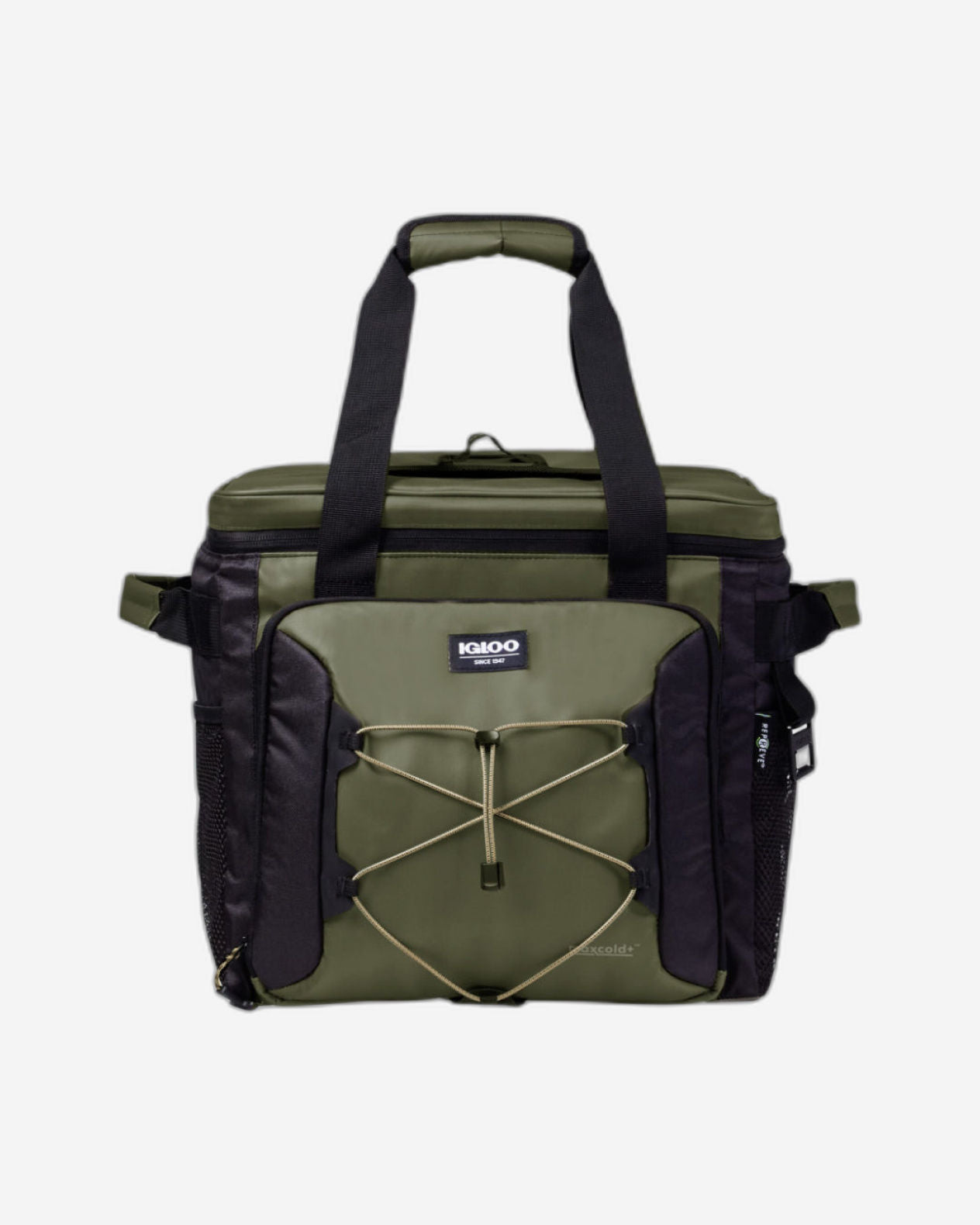 00066322-Igloo-مبرد أسطواني قابل للطي للتخييم صديق للبيئة، 40 علبة - زيتوني