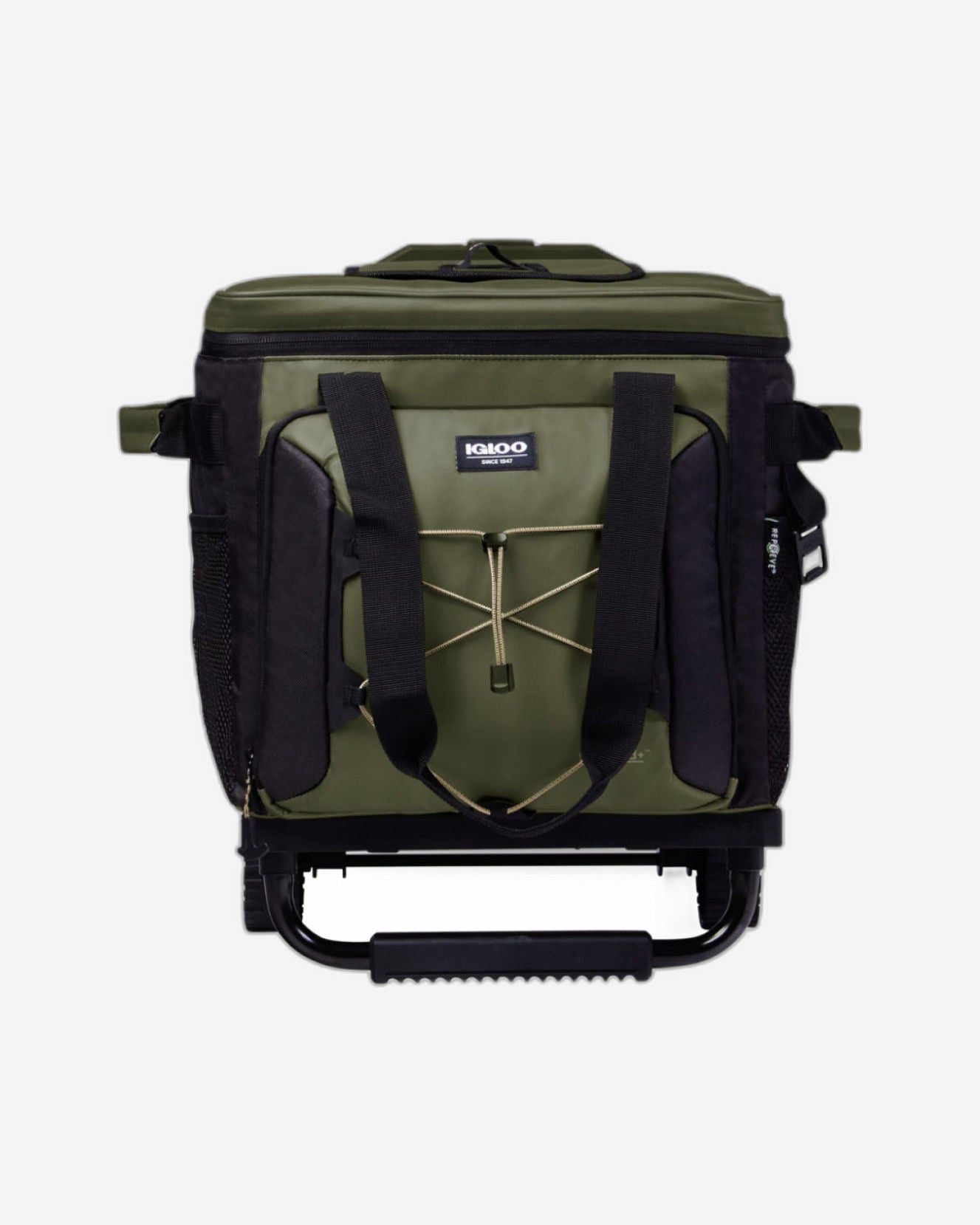 00066322-Igloo-مبرد أسطواني قابل للطي للتخييم صديق للبيئة، 40 علبة - زيتوني