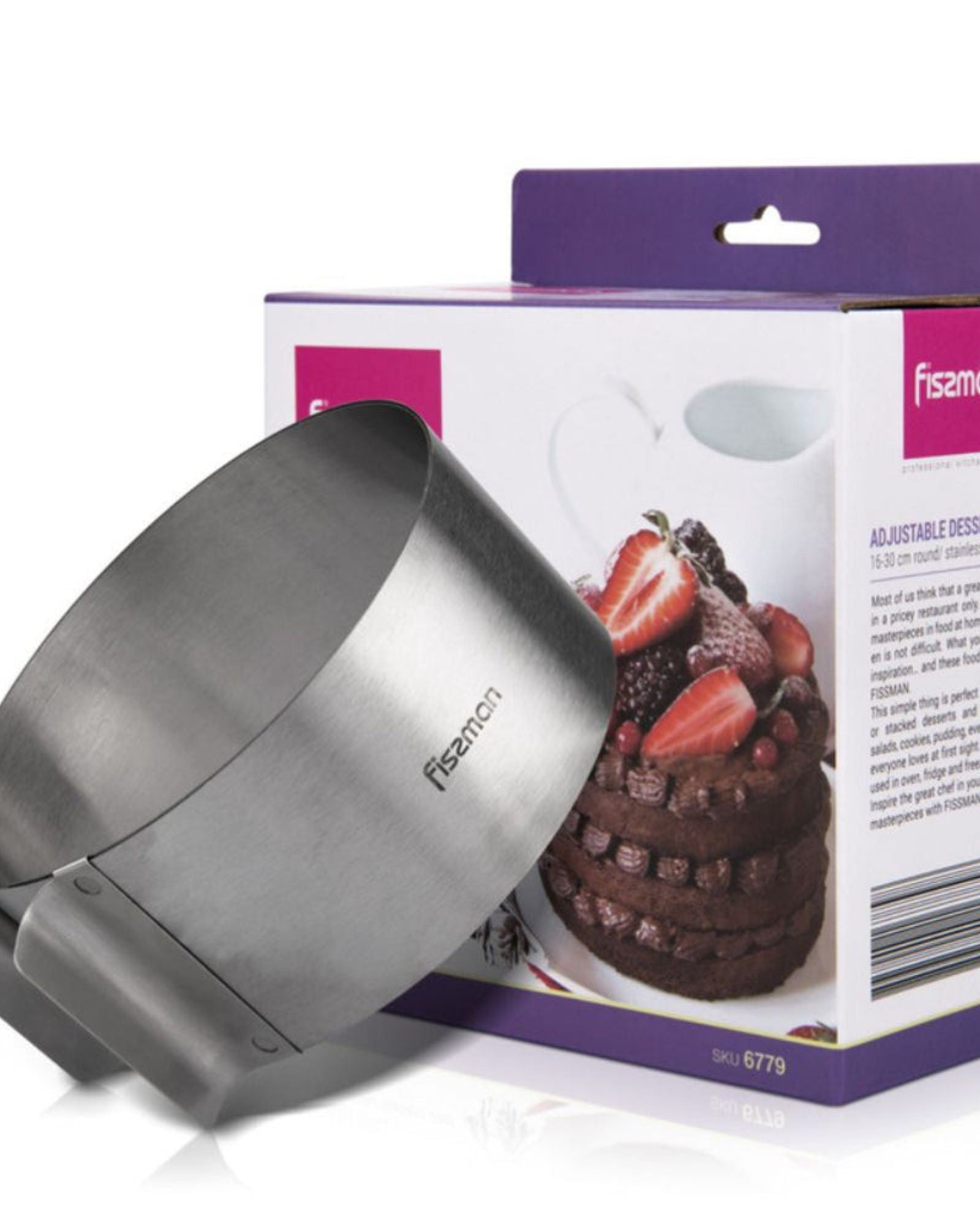 حلقة حلوى قابلة للتعديل من فيسمان من الفولاذ المقاوم للصدأ 16-30 سم