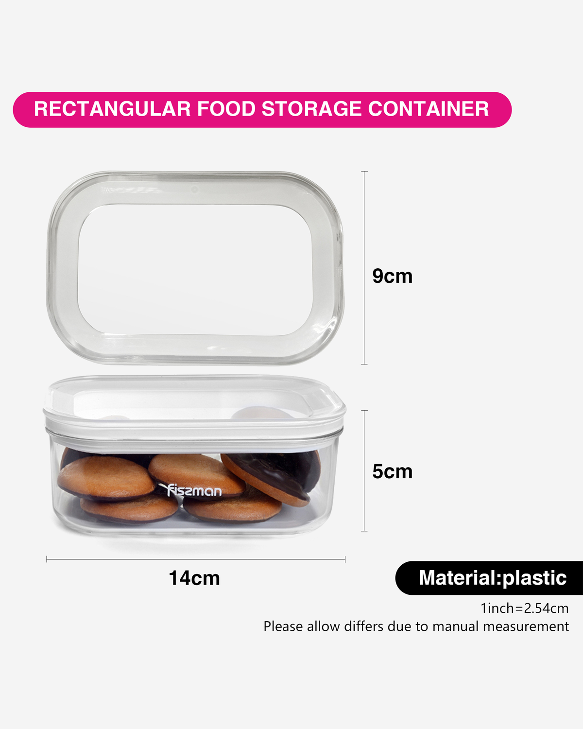 Fissman Food Storage Container Rectangular Plastic 470ml 15cm