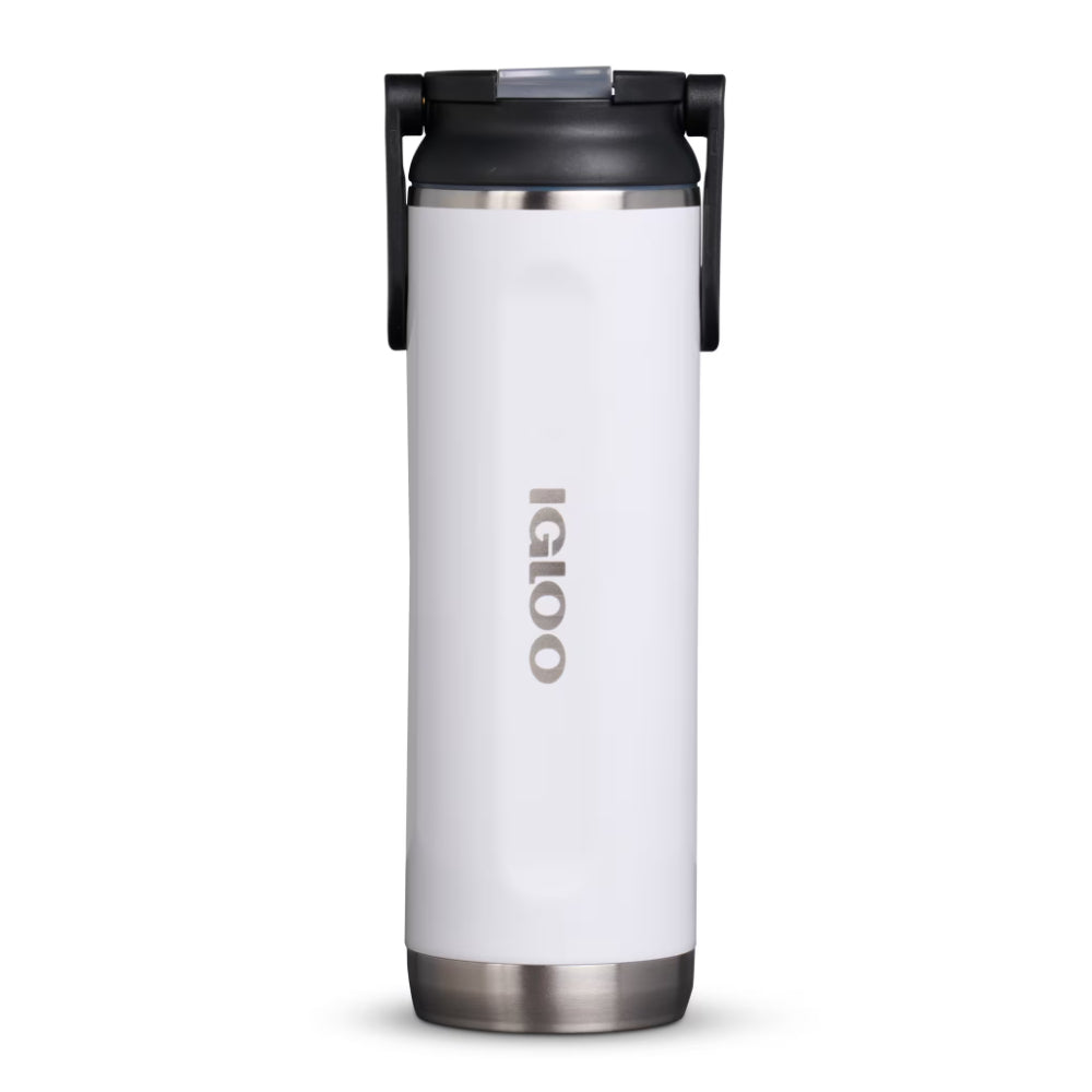 00071084-Igloo-20 Oz Stainless Steel Sport Sipper Bottle - WHT.SSTL