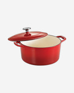 Since 1911 Made in Brazil 5.5 Qt Enameled Cast-Iron Series 1000 Covered Round Dutch Oven - Gradated Red