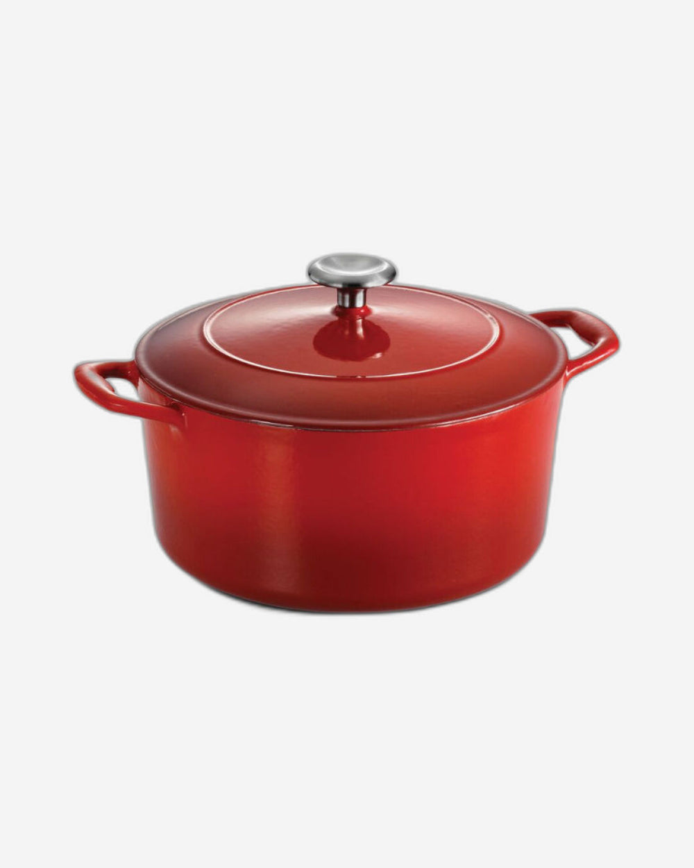 ترامونتينا منذ عام 1911، صنع في البرازيل، وعاء هولندي دائري مغطى بطبقة من الحديد الزهر المطلي بالمينا سعة 5.5 لتر، سلسلة 1000 - أحمر متدرج