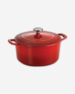 ترامونتينا منذ عام 1911، صنع في البرازيل، وعاء هولندي دائري مغطى بطبقة من الحديد الزهر المطلي بالمينا سعة 5.5 لتر، سلسلة 1000 - أحمر متدرج