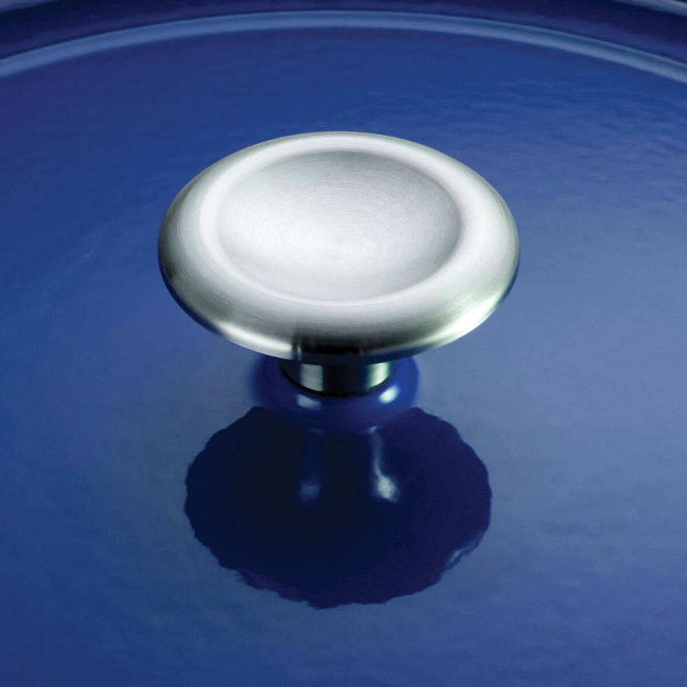 ترامونتينا منذ عام 1911، صنع في البرازيل، فرن هولندي دائري مغطى بطبقة من الحديد الزهر المطلي بالمينا سعة 5.5 لتر، سلسلة 1000 - لون الكوبالت المتدرج