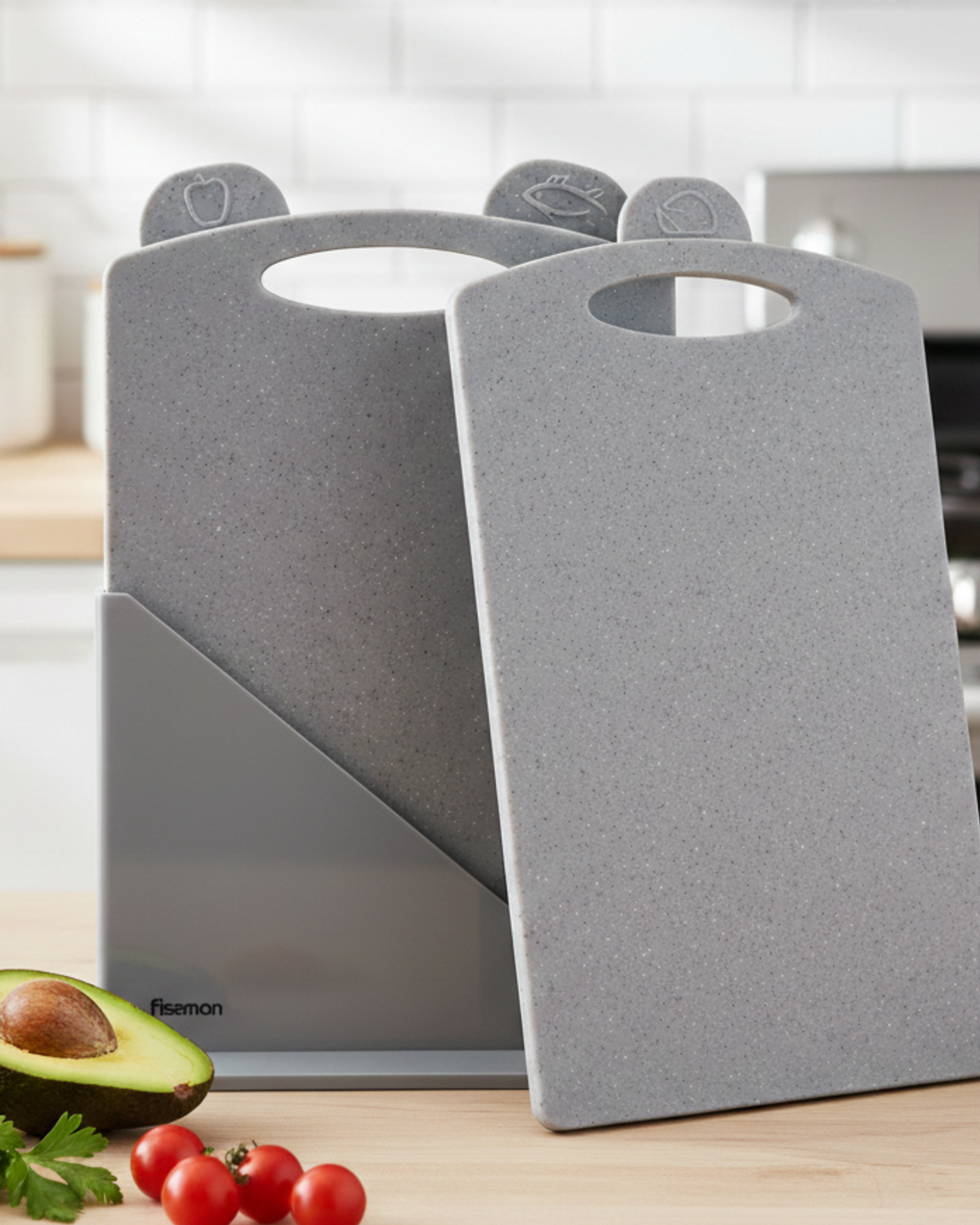 Fissman Chopping Board Set 3Pc Index Grey 31cm