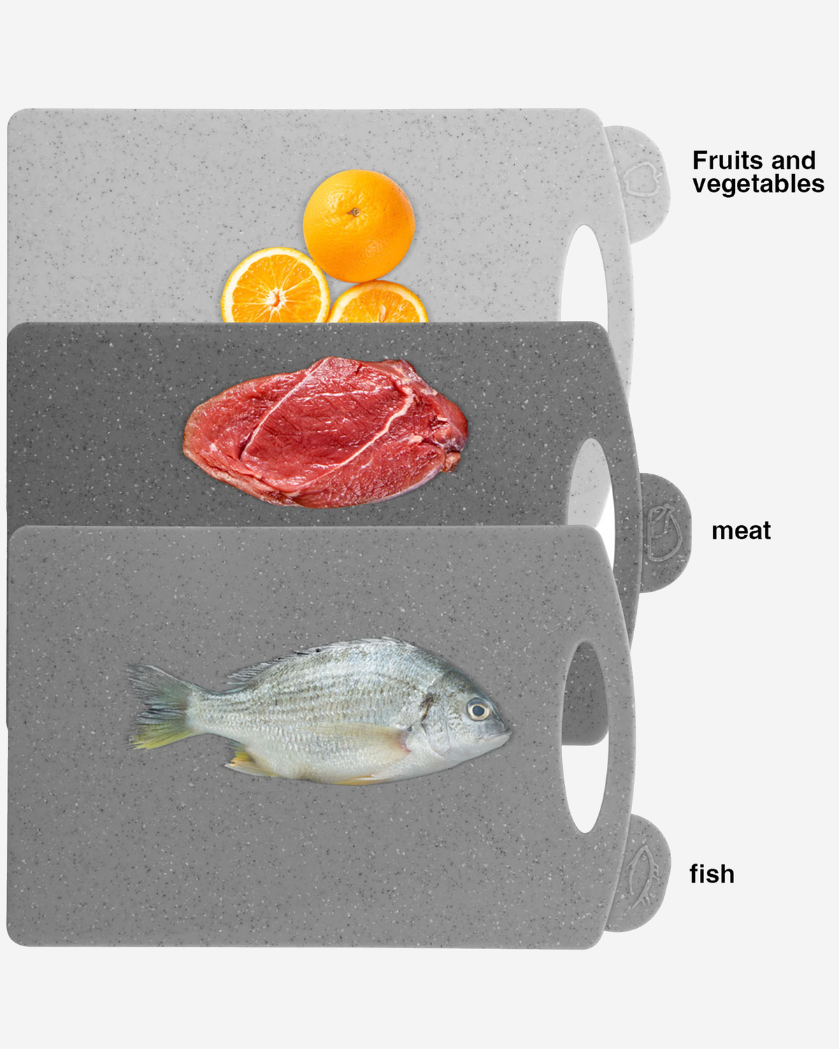 Fissman Chopping Board Set 3Pc Index Grey 31cm