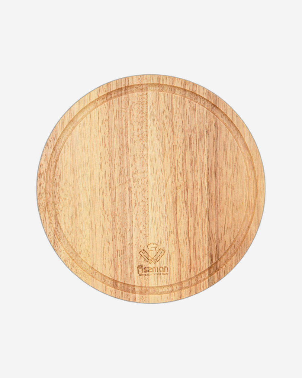 لوح تقطيع دائري من فيسمان، ٢٥ سم، مصنوع من خشب الهيفيا، سمكه ١.٥ سم | لوح تقطيع خشبي مزود بأخدود للعصير