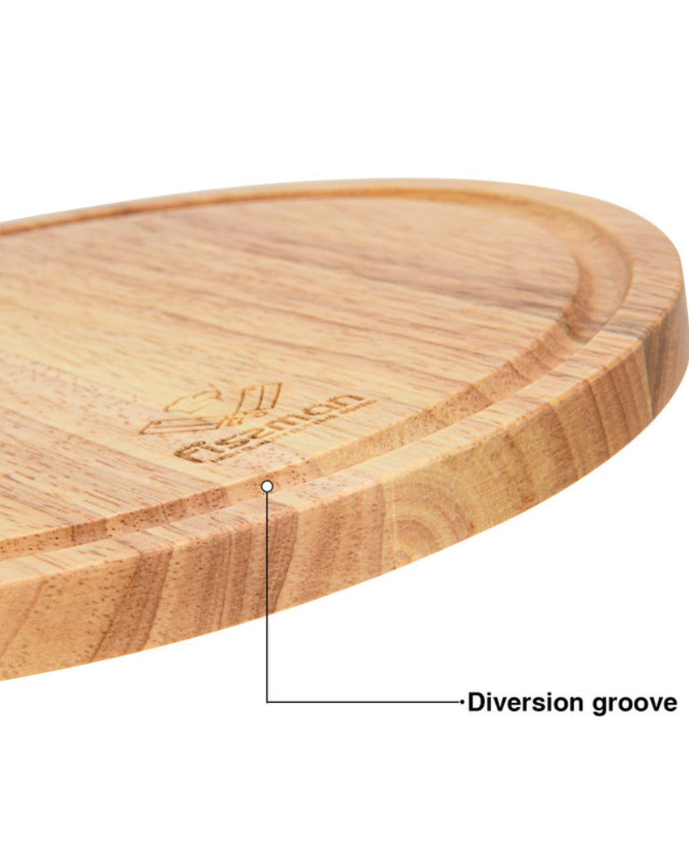 لوح تقطيع دائري من فيسمان، ٢٥ سم، مصنوع من خشب الهيفيا، سمكه ١.٥ سم | لوح تقطيع خشبي مزود بأخدود للعصير