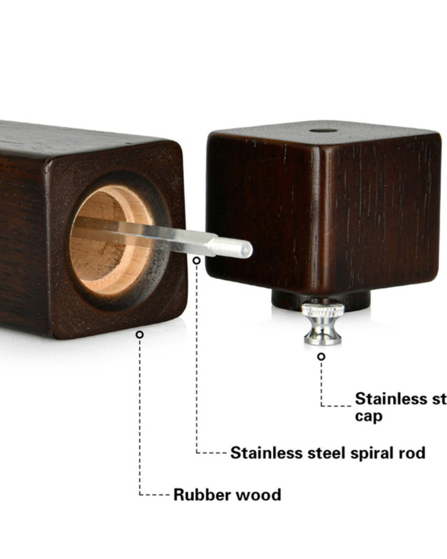 مطحنة فلفل مربعة الشكل من فيسمان، لون بني غامق، 16.5 × 5 سم