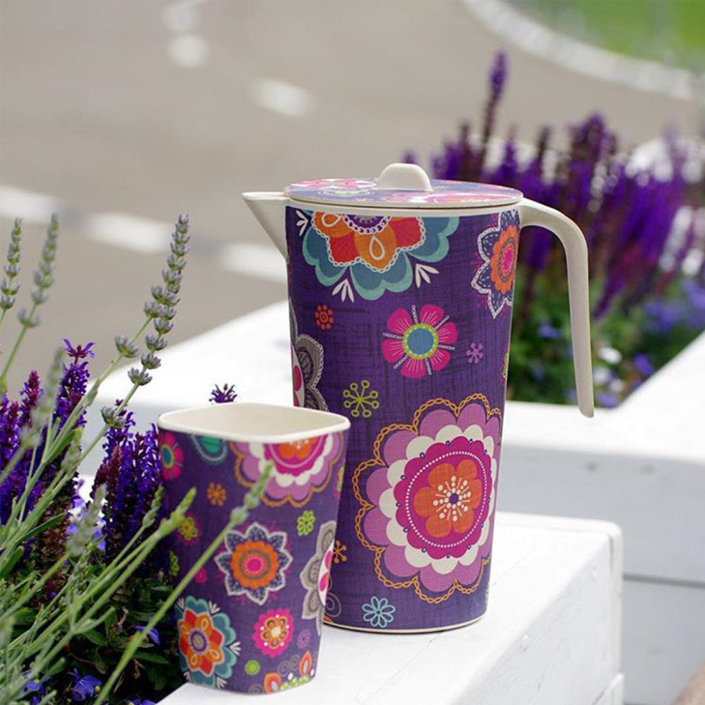 كأس فيسمان بوربور مطبوع زجاجي أرجواني/أخضر/بيج 400 مل