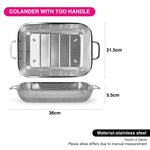 مصفاة فيسمان مستطيلة الشكل، 36×21.5 سم، مصنوعة من شبكة من الفولاذ المقاوم للصدأ