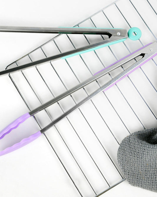 ملقط فيسمان بمقبض من السيليكون والفولاذ المقاوم للصدأ، أخضر، 36 سم